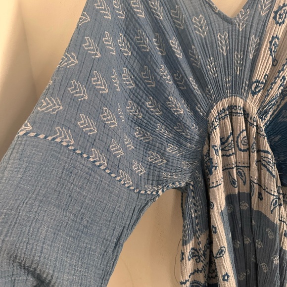 Anthropologie Blue Gauze Maxi Dress Boho Coastal Festival - One Size - Picture 5 of 8